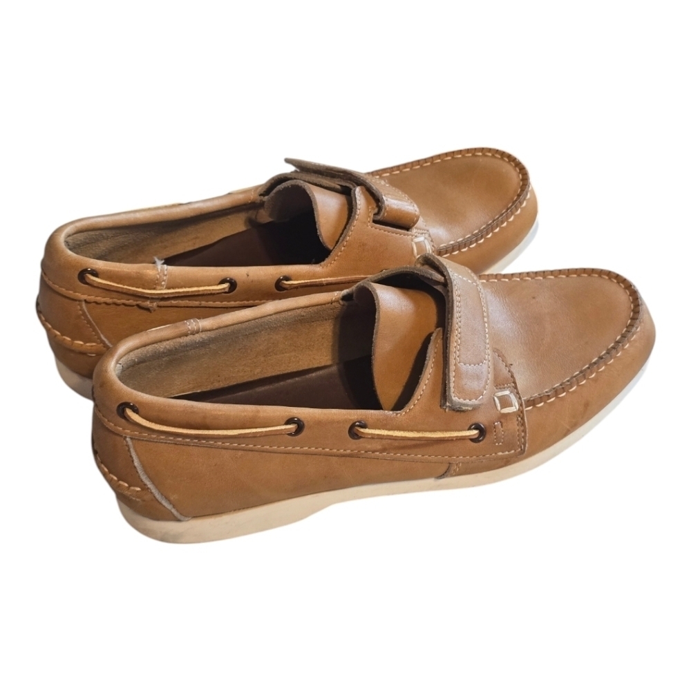 VTG John Hardy Men Shoes Sz 9D Tan Genuine Leather Loafers Slip On Y2k Rare